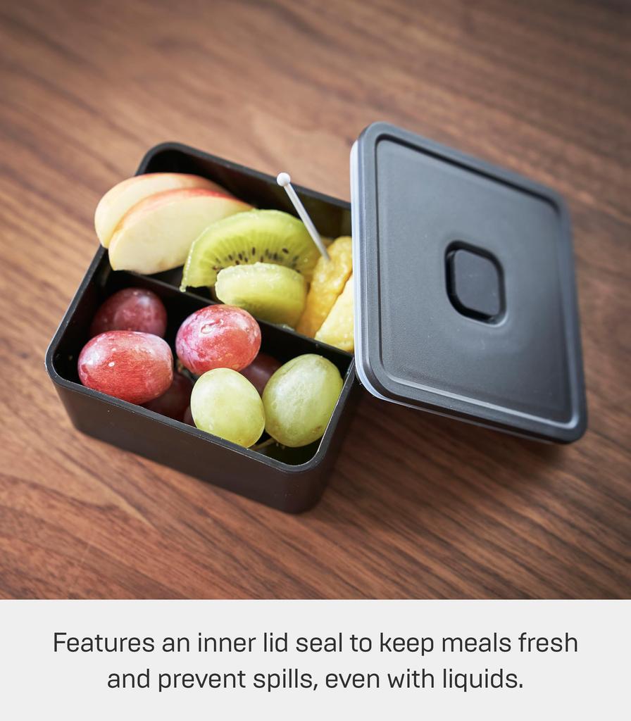 Yamazaki Jitsugyo 5412 Airtight Lunch Box with Valve Tower Square Black Approx. W9.2XD9.2XH5cm Tower Bento Box 250ml DishwasherMicrowave Safe