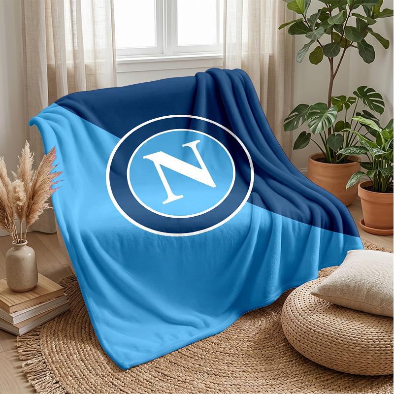 Coperta in Pile di Flanella Morbida Napoli FC Leggera Accogliente Calda Coperta da Lancio per Divano Letto Decorazione per la Casa