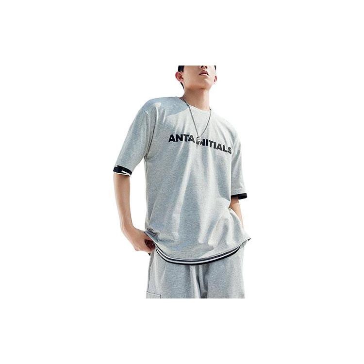 ANTA T Shirts Unisex Gray Crew Neck Moderate 952228101-5 L