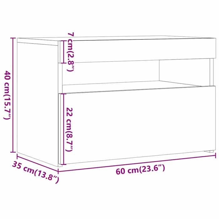 VidaXL Meuble TV avec lumières LED chêne artisanal bois d'ingénierie, support TV, meuble multimédia, console TV, meuble 856311