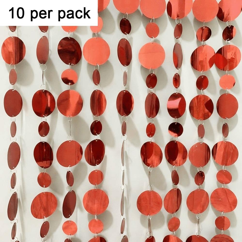 

Round Sequin Shape Sequins Hanging Foil Curtains Plastic Material 100cm Length PVC Sequin Garland 10PCS Quantity красный
