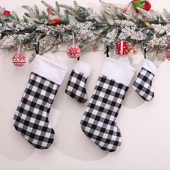 Christmas Stocking Classic Red Black Buffalo Plaid Hanging Stockings for Christmas Tree Fireplace Holiday Party Decor