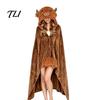Gemütlicher Schlafanzug Tier-Tragbare Decke Hoodie, Übergröße Fleece-Sweatshirt für Erwachsene, Bequeme Umhang-Schlafkleidung, Halloween-Cosplay-Kostüm mit Plüschkapuze