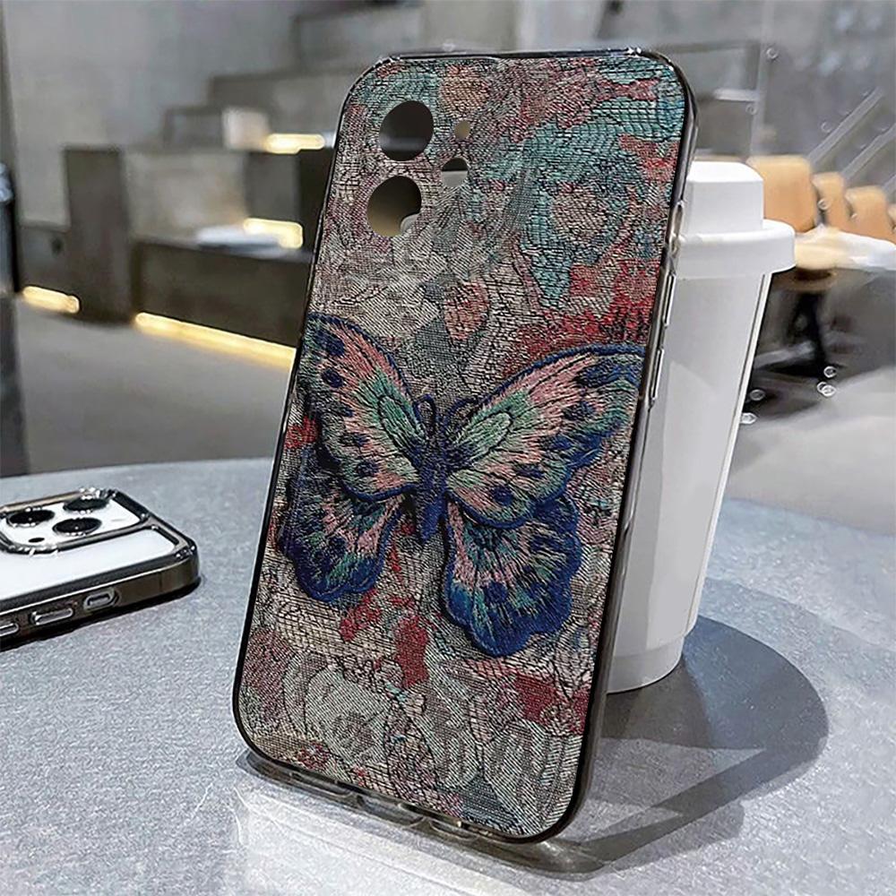 Gold Butterfly Phone Case For iPhone 17 16 15 11 13 12 14 Pro Max 16e Air 7 8 Plus XR SE 2022 2020 Soft TPU Transparent Cover