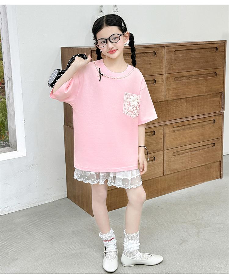 Girls' summer skirt set, new children's clothing, medium and large children's beautiful and good-looking T-shirt skirt two-piece set