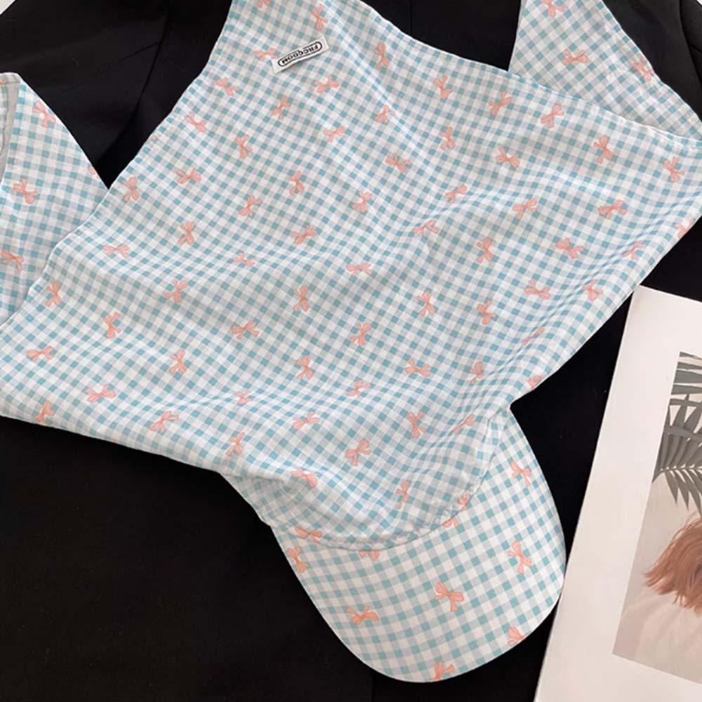 Plaid Scarf Peaked Cap Bow Strappy Bandana Cap Fashion Triangle Headscarf Hat  Outdoor