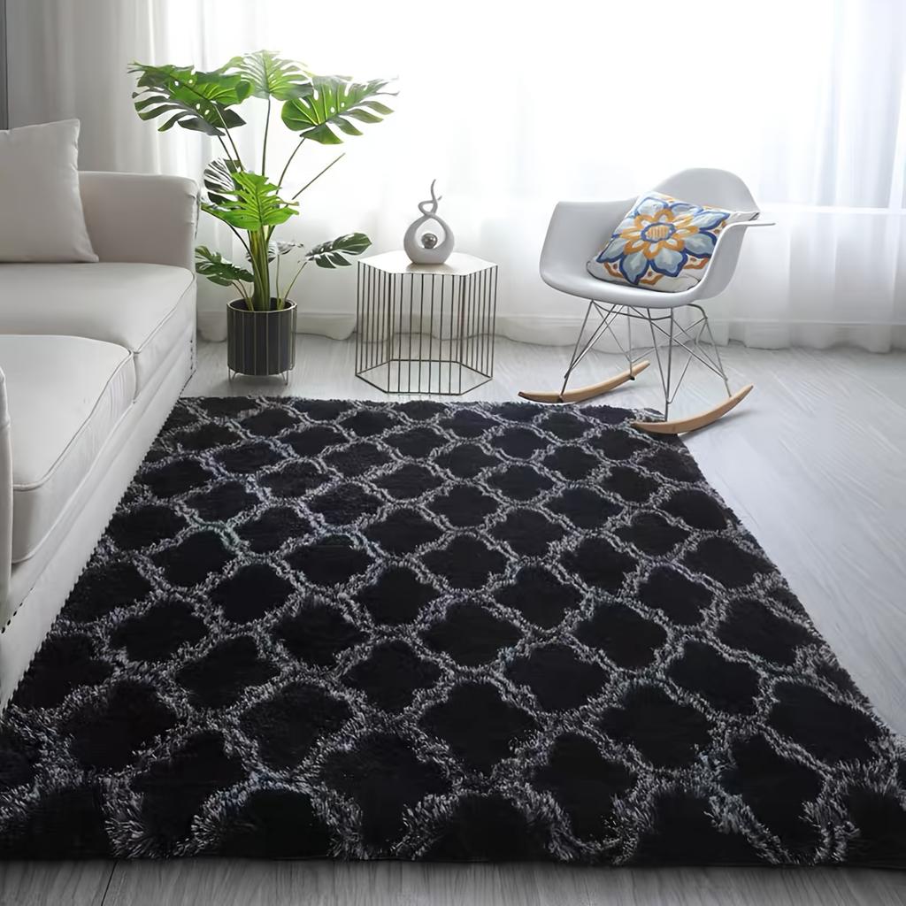 Fluffy Long Pile Area Rug, , Non-Slip, Soft Bedroom Bedside Carpet, Cozy Nordic Style Home Decor for Living Room Sofa or Bay Window