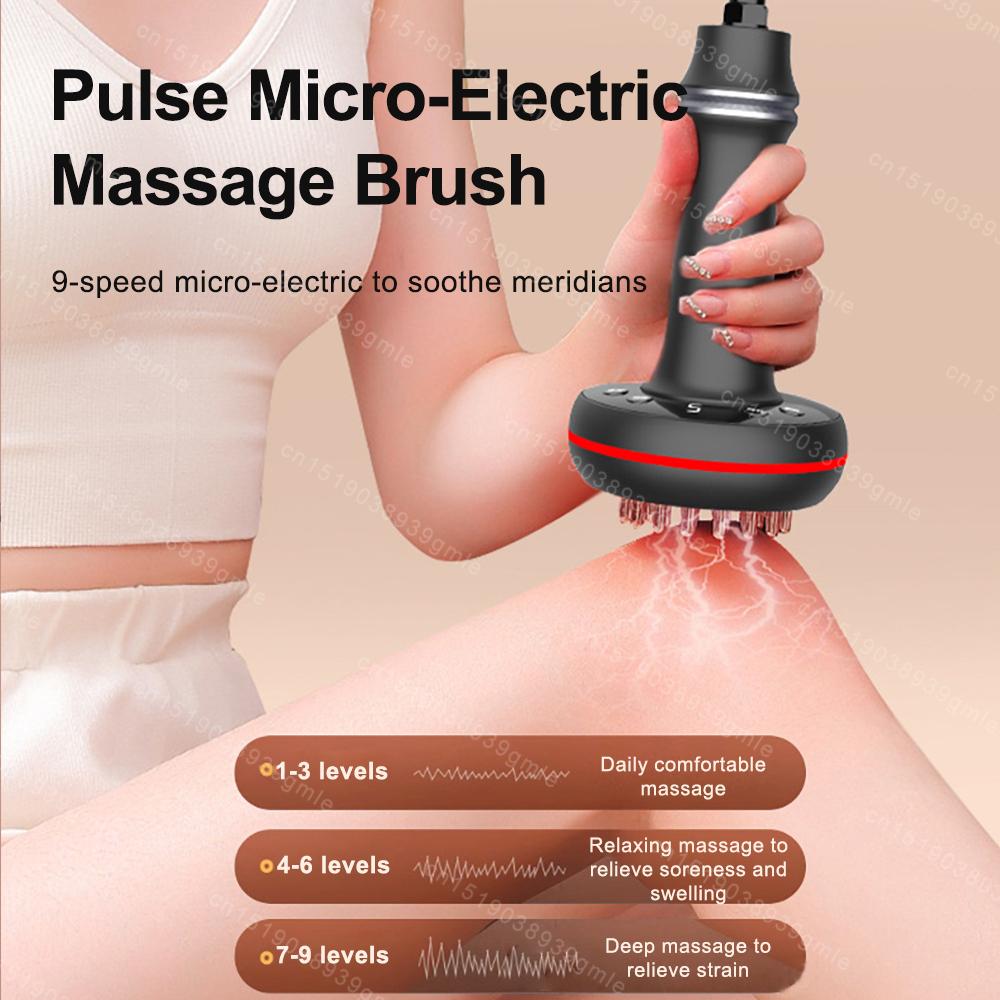 Electric Meridian Brush Red Light Theraphy Body Slimming Heating Scraping Massage Anti Cellulite Fat Burner Micro-Current Guasha