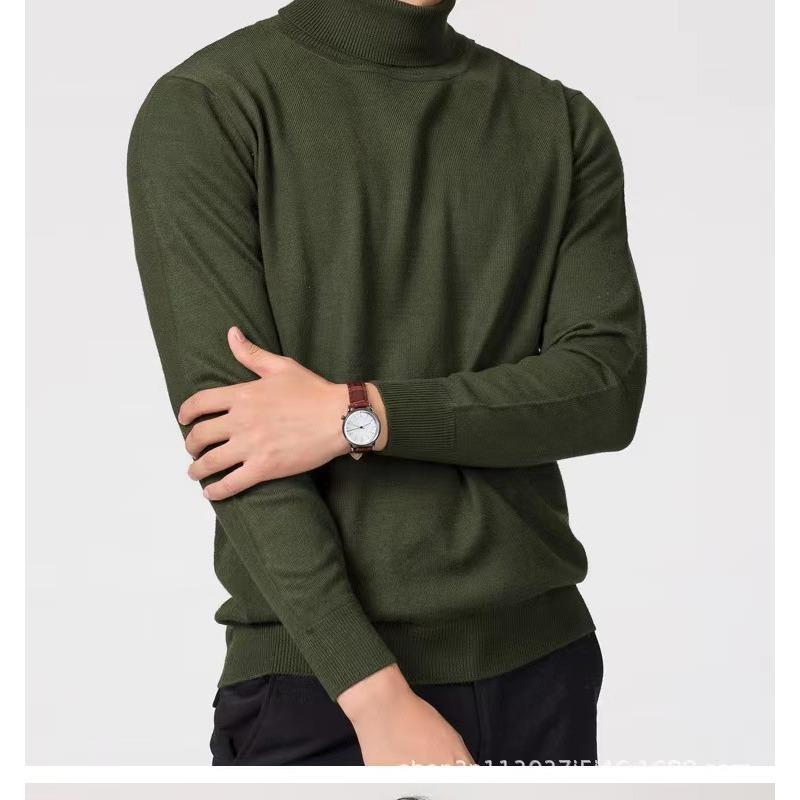 Men S Solid Color High Neck Knitted Pullover Sweater