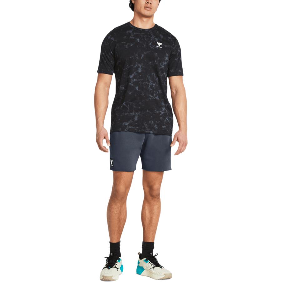 Under Armour UA Project Rock Solid Color Loose Mid Waist Drawstring Sports Shorts Men shorts Gray 1383186-044