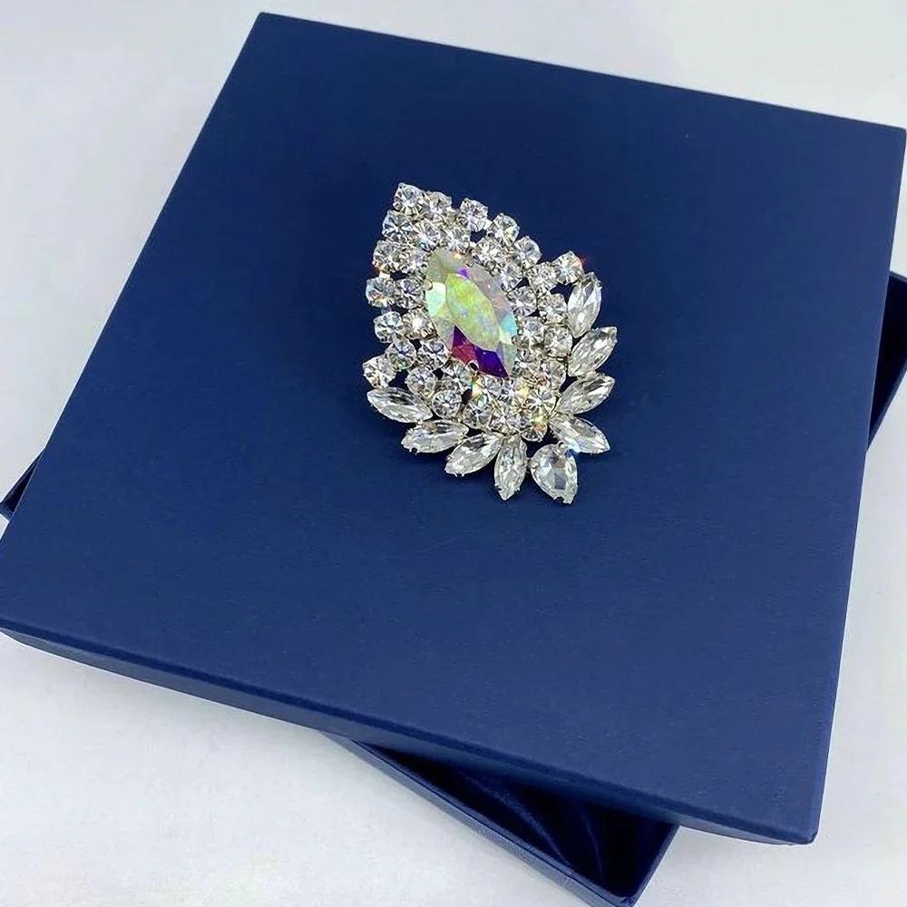 Geometri Strass Hästöga Ring Bröllopstillbehör för Kvinnor Drag Queen Statement Kristallring Justerbar Lyxig Smycke