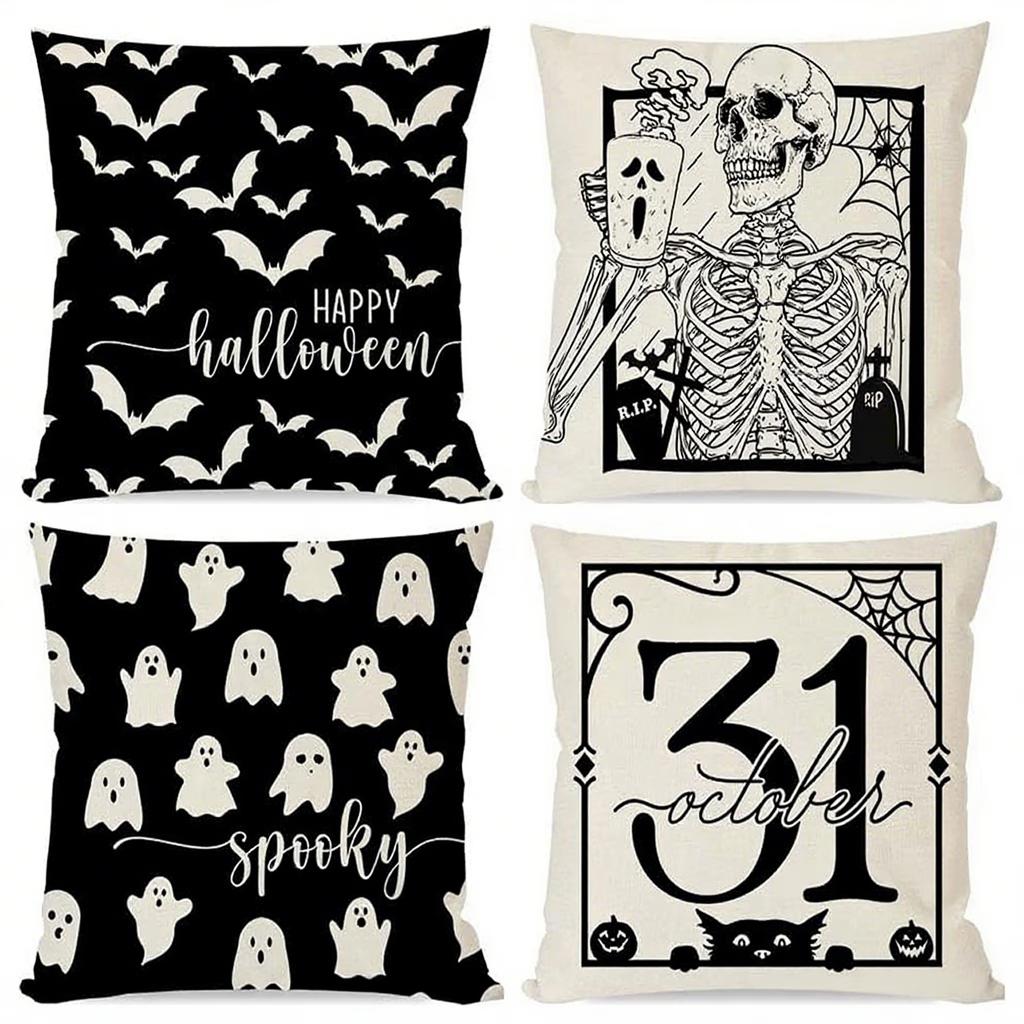 Halloween Pillowcase Pumpkin Skull Funny Ghost Cushion Cover Sofa Living Room Decoration Pillow