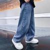 Guttejeans med vide ben 2025 - Vår- og høststil, kjekke sportsbukser for store gutter