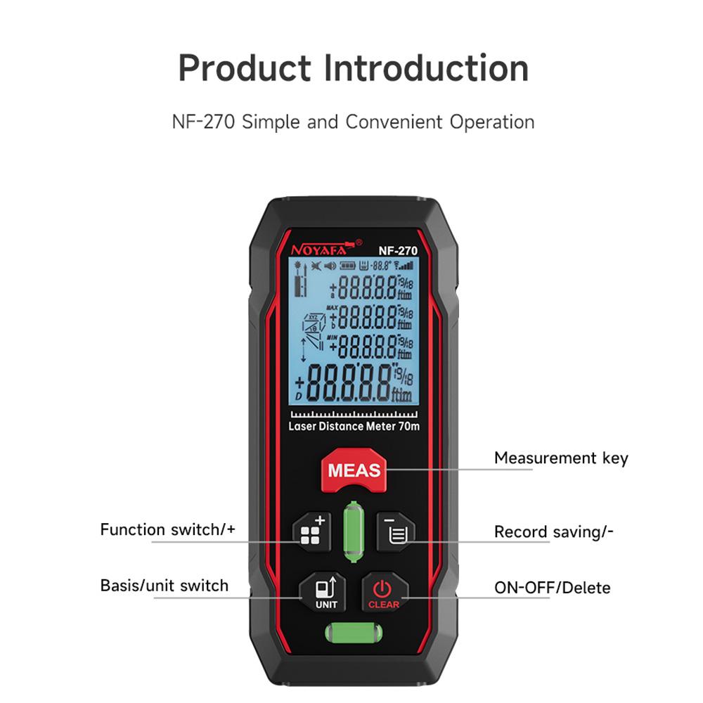 NOYAFA NF270 Laser Rangefinder 70m229ft Digital Laser Distance Meter Mftinft+in Range Finder