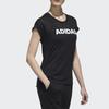 Adidas Alphabetic Print Round Neck Running Training Short Sleeve T-Shirt Women Tops Black EK4715