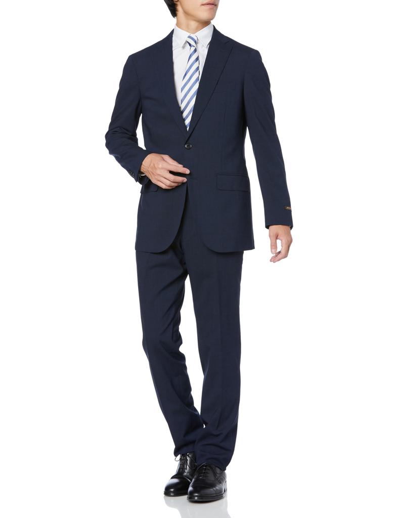 Takakyu Navy Stretch Washable Regular 110014043122337 Men's Two-Button Wool-Blend Two-Pant Suit, Fit,