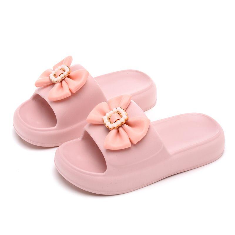 

Женские босоножки-слайды с бантом на толстой подошве, новые летние слипоны для принцесс, домашняя обувь с нескользящей мягкой подошвой для использования в помещении и на открытом воздухе 36-41