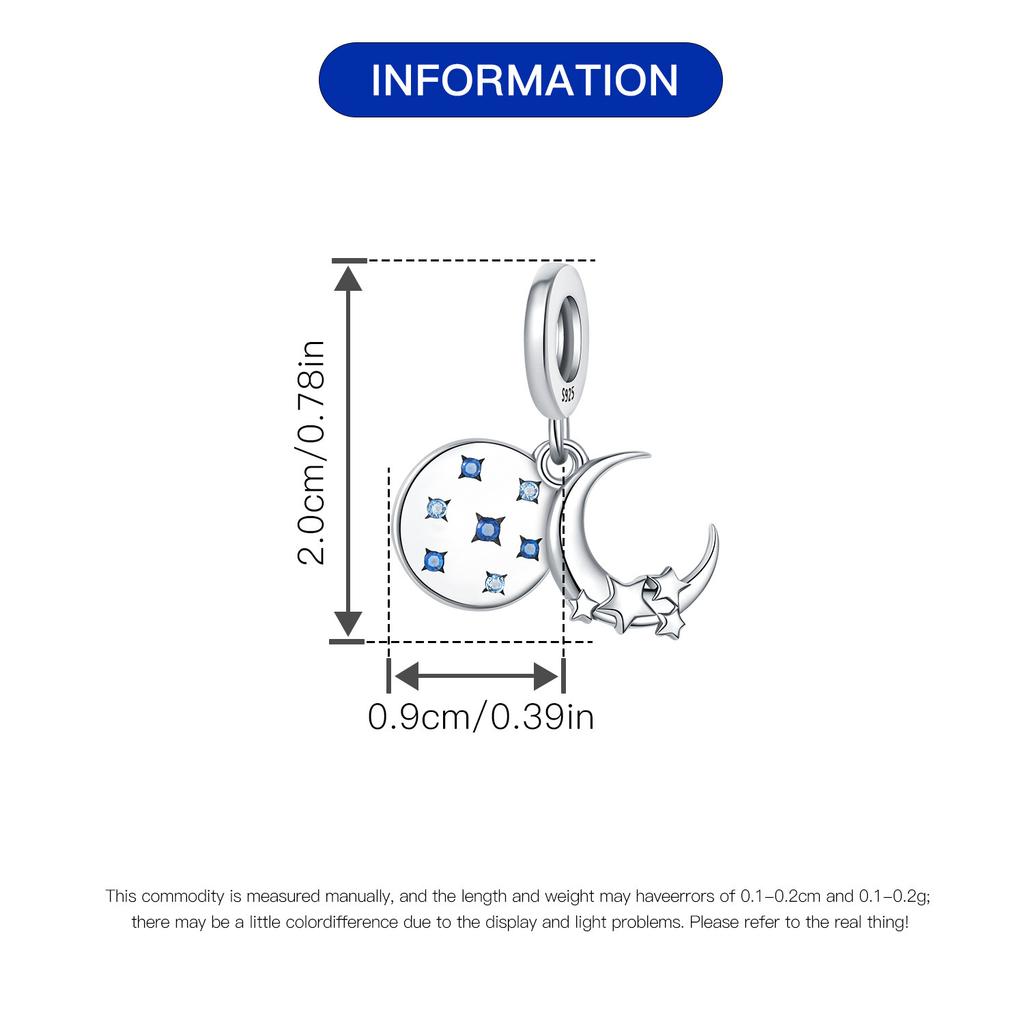 Authentic copper Charm Bead Charms Luxury Moon Star Shape Round Pendant Bead Charms Compatible With Bracelets Diy Women Making Delicate Gift