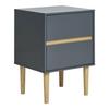 Bedside Table 2 Drawers 40x35x55 Cm Teal and Natural