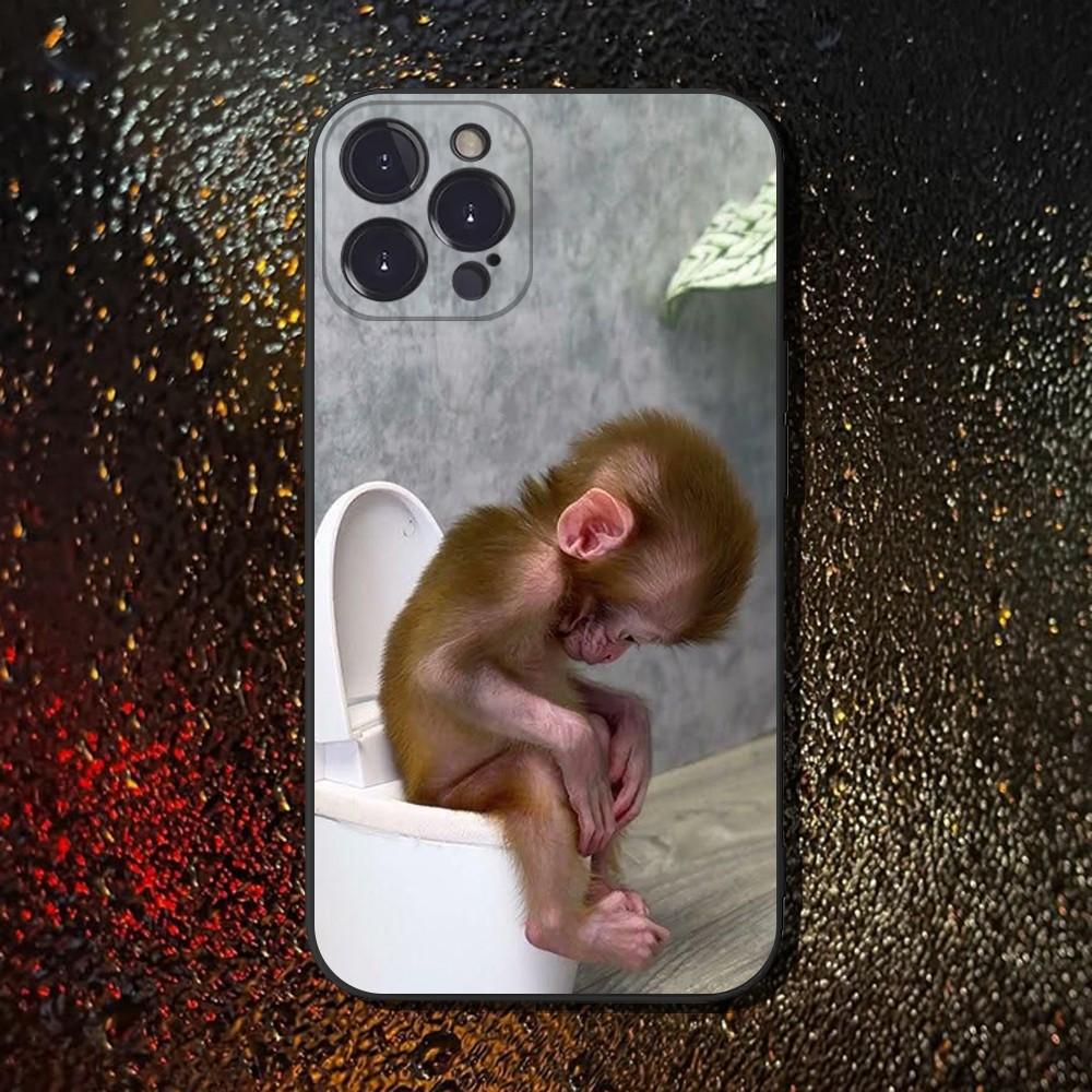 

Милый забавный чехол-обезьянка для iPhone 16,15,14,13,12,11 Plus,Pro Max,XS,X,XR,SE,Mini,8,7, Мягкий силиконовый черный чехол iPhone15