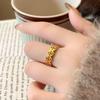 Women's Versatile High-End Open Wish Coin Gold Ring