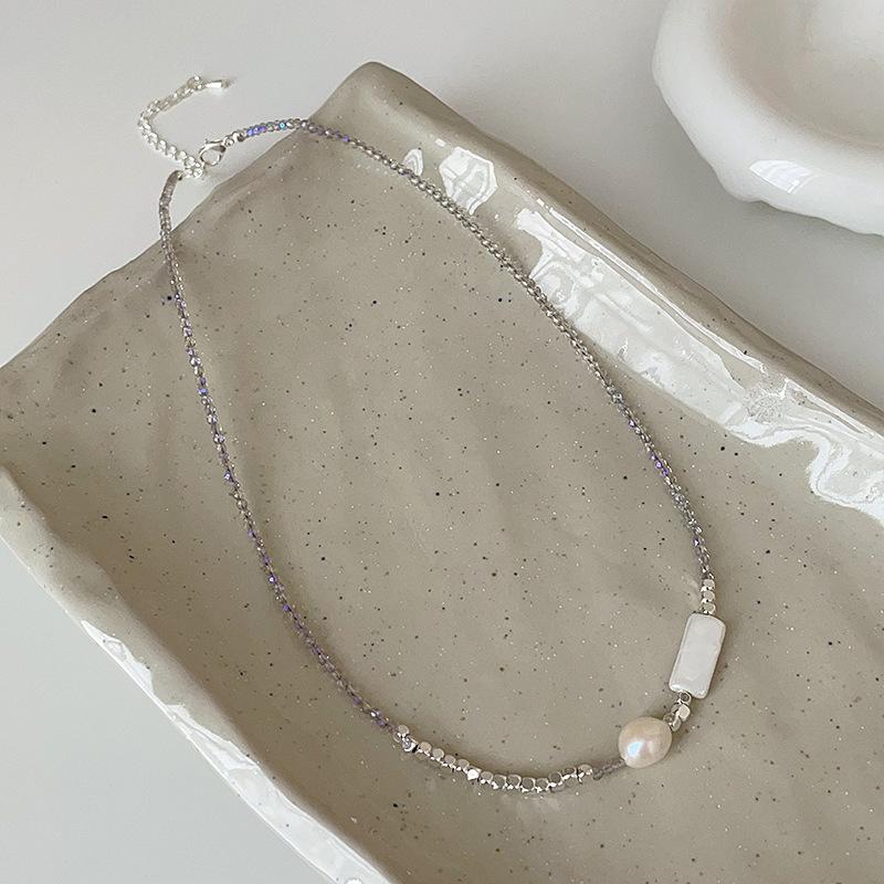 

Niche Design Broken Silver Splicing Crystal Pearls Pearl Ожерелье Женское Элегантное Легкое Роскошное Универсальное Ожерелье На Ключицу