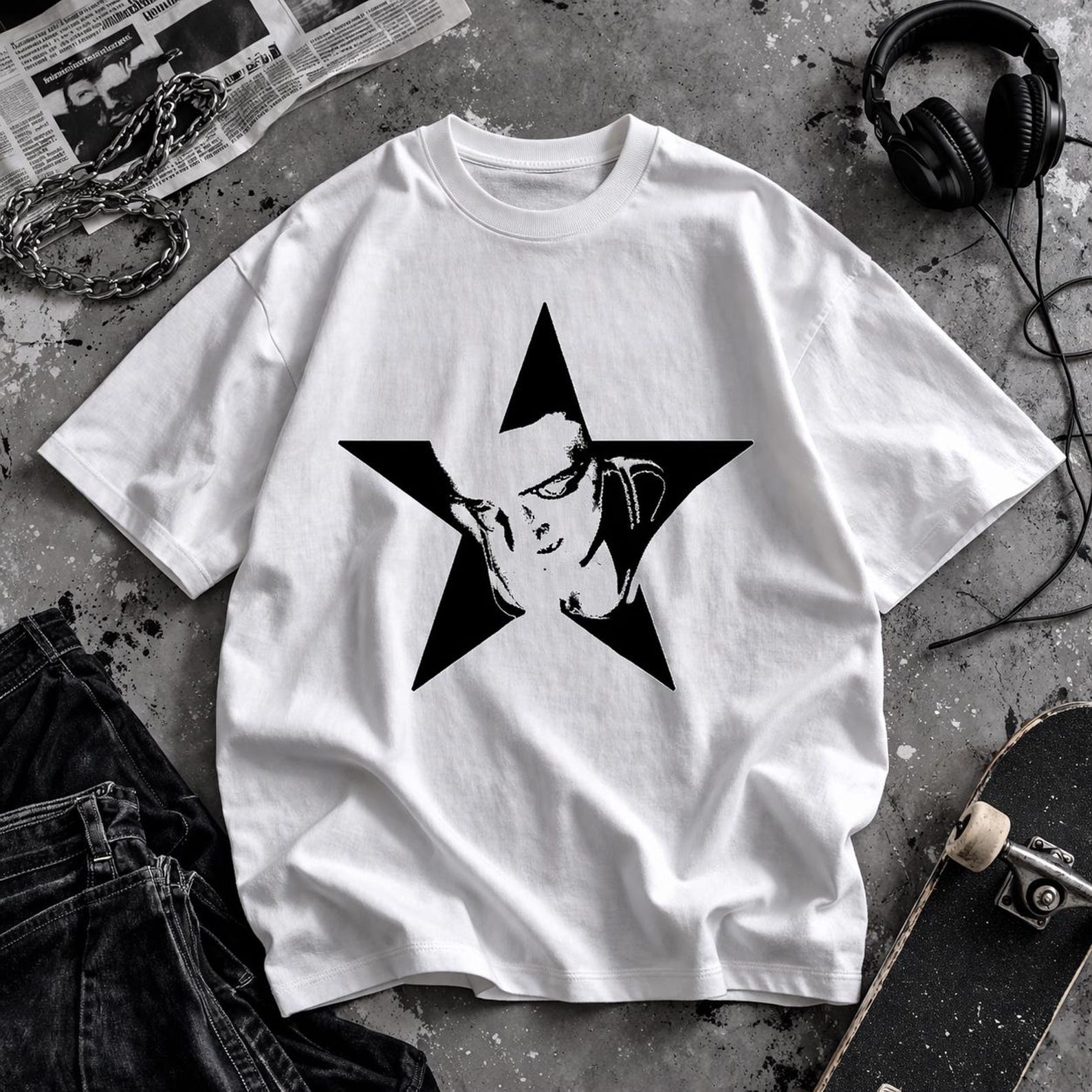 Deftones Around The Fur T-Shirt | Monochrome Face Silhouette Tee XL