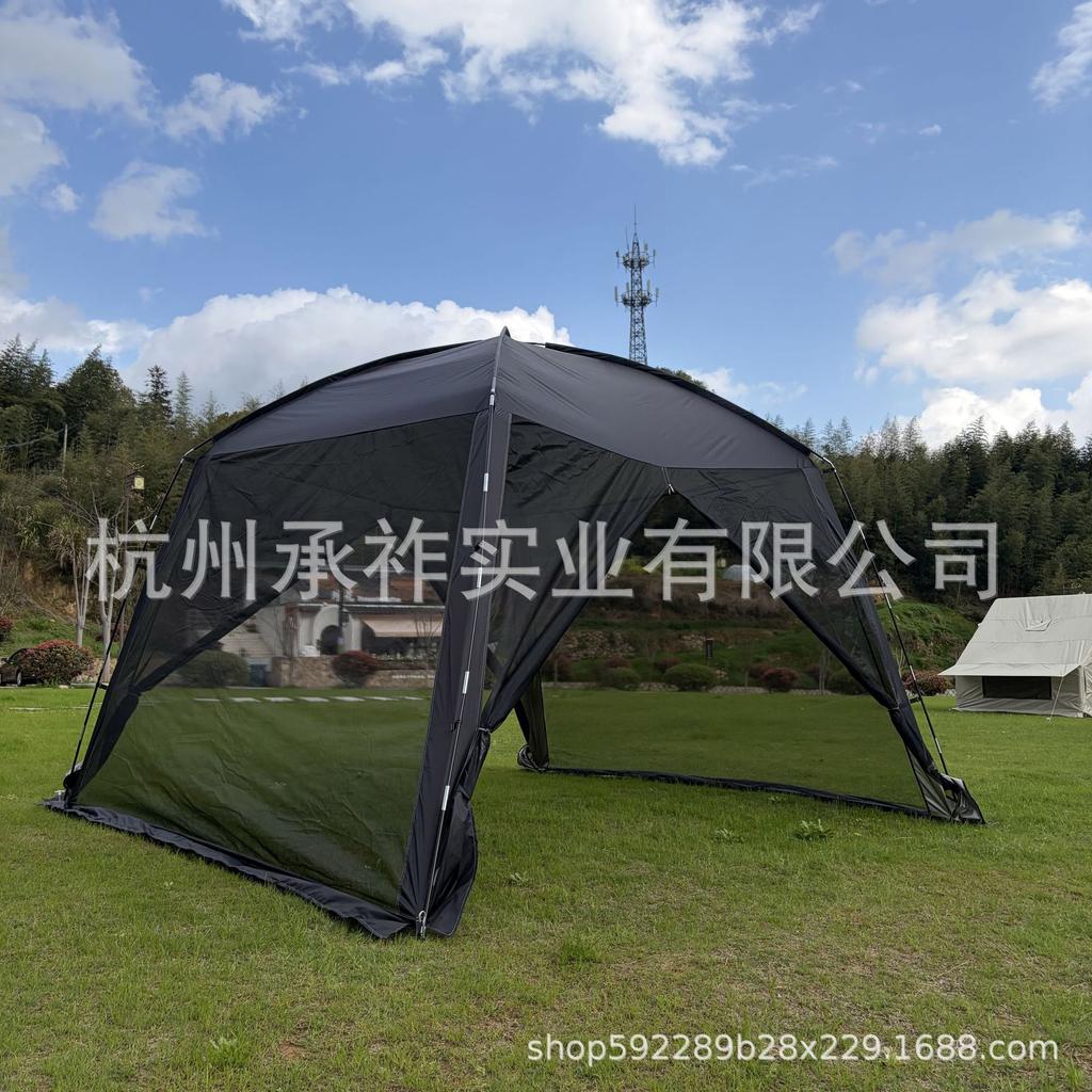 8-Person Summer Cooling Gazebo with Mosquito Net - 9m² Silver Mesh Sun Protection Tent