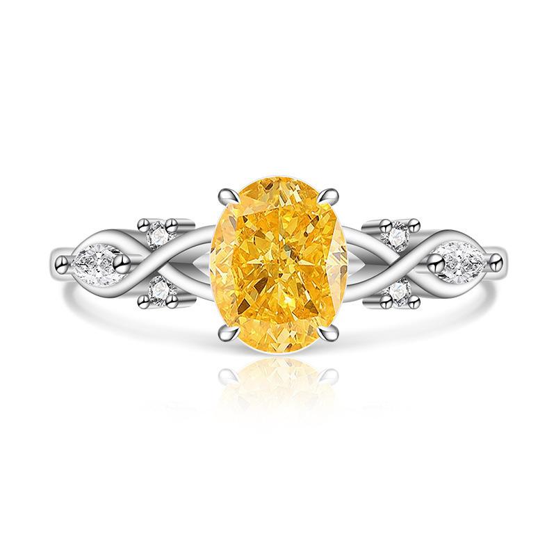 925 Sterling Silver Fashion Light Luxury Ice Flower Cut Zircon Twist Ring Birthday Party Anniversary Gift