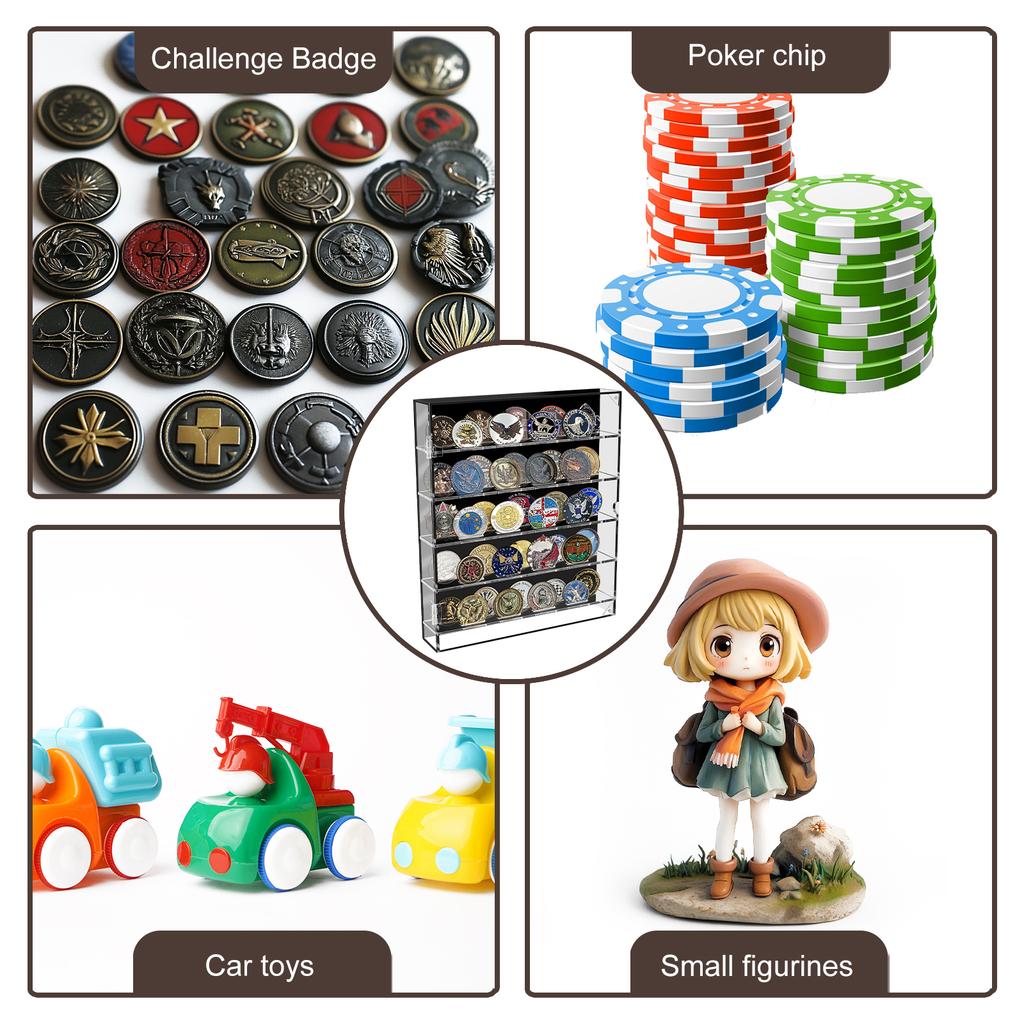 Five Layer Acrylic Display Rack Acrylic Badge Organizer Large Capacity Transparent Coin Display Case with Magnetic Door Decor