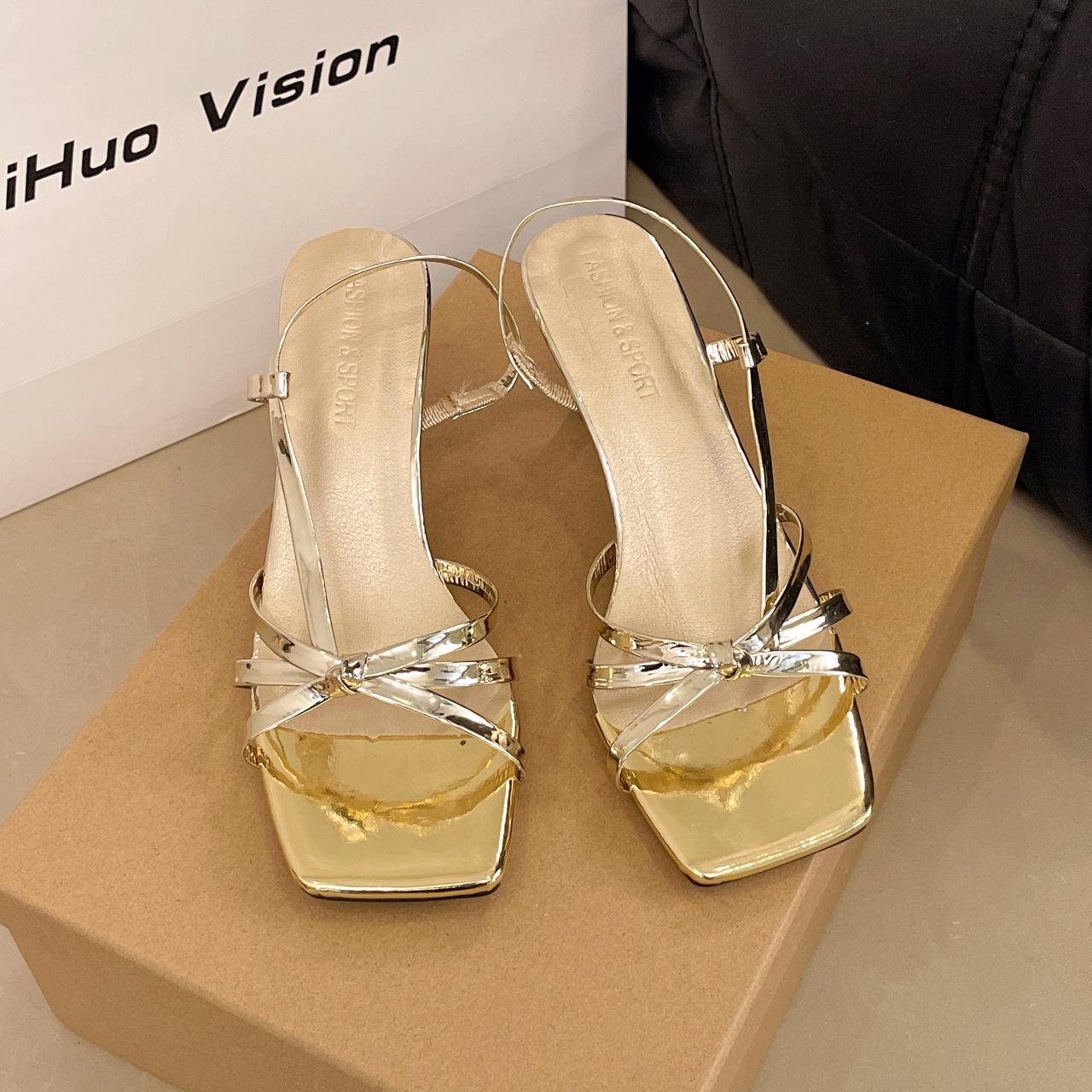 

High heels women s summer 2025 new French temperament thin heel fairy square head fashion versatile women s sandals 42