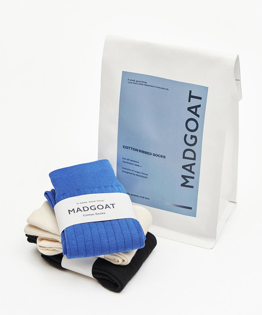 Maedeugoteu Cotton Crew Socks 3-Pair Set (Unisex)