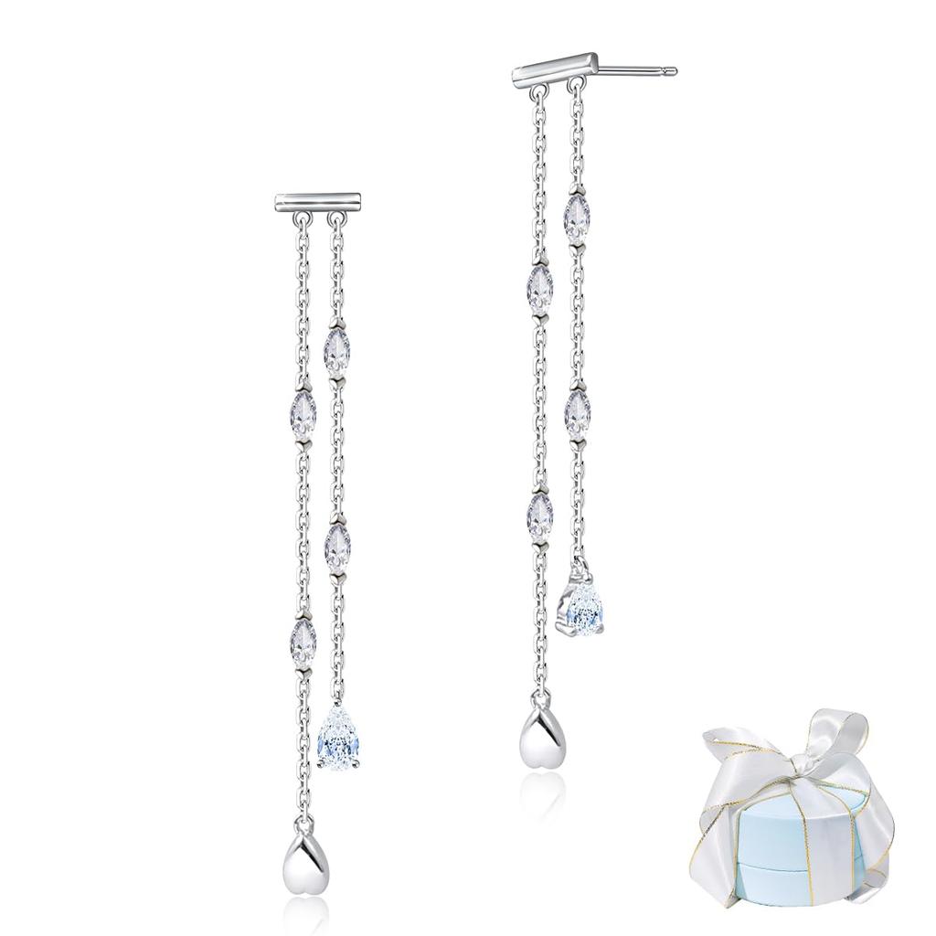 YUIITU Hochwertige 2 Schwingende Hypoallergene 18 Karat Gold Brachila Vergoldete Kirschblüte Für Weiße 1 Damen Ohrringe, Beliebte, Zirkonia, Reihen, Ohrringe,