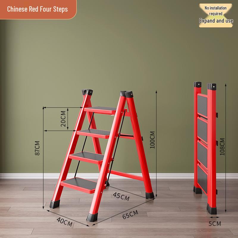 Multifunctional Folding Telescopic Indoor A-Frame Ladder, Portable 4-Step Household Climbing Ladder