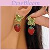 Christmas Strawberry Pendant Earrings With Zinc Alloy Dangle For Women And Men