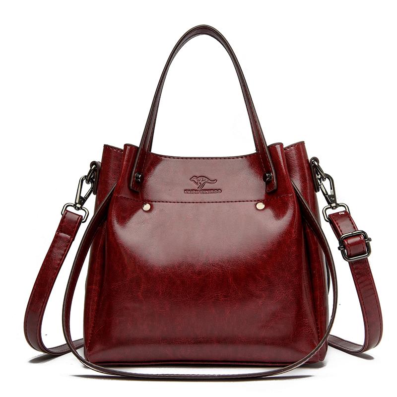 

Women Handbags bucket Tote Bag Soft Pu Leather Retro Designer Large Capacity Casual Ladies Shoulder Crossbody Bag Sac A Main червоний