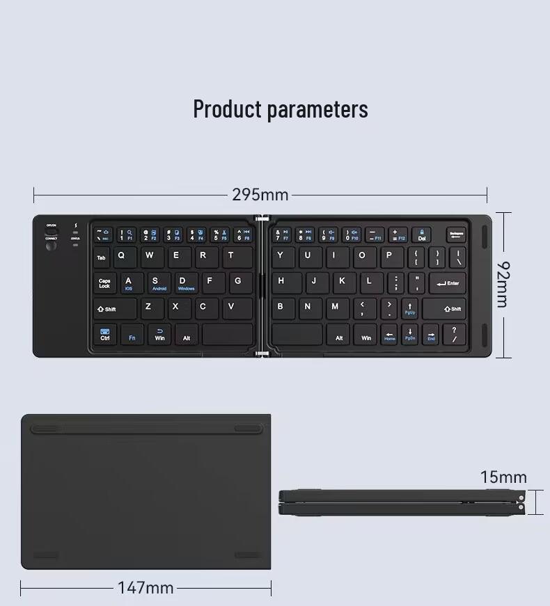 Dual-Fold Wireless Bluetooth Keyboard for Phones, Tablets, Laptops - Premium Business Portable Keyboard