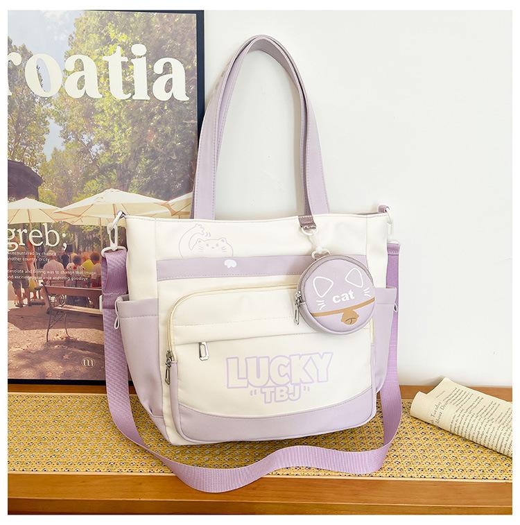 Torba na ramię damska prosta rekreacyjna studencka torba tote o dużej pojemności z nadrukiem literowym torba listonoszka