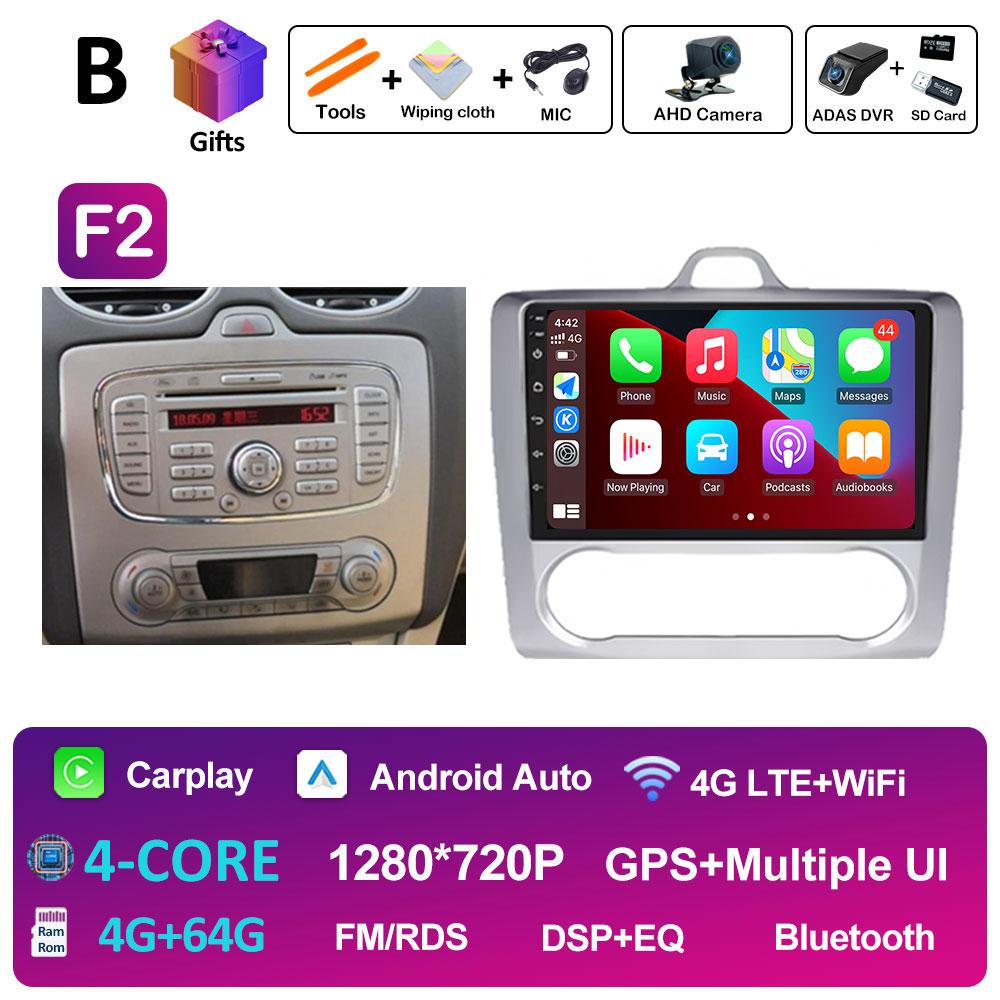 Car Video For Ford Focus 2 3 Mk2 Mk3 2004 2005 2006 2007 - 2011 Radio Player Wireless Carplay Android Auto Touch Screen No 2 Din