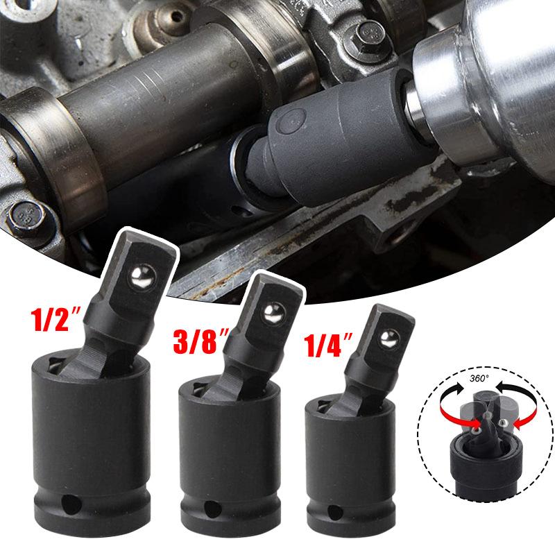 1/2, 3/8, 1/4-inch 360 Degree Impact Universal Joint-Socket Swivel Knuckle Joint Air Wobble Socket Adapter Extension Electric Wrench