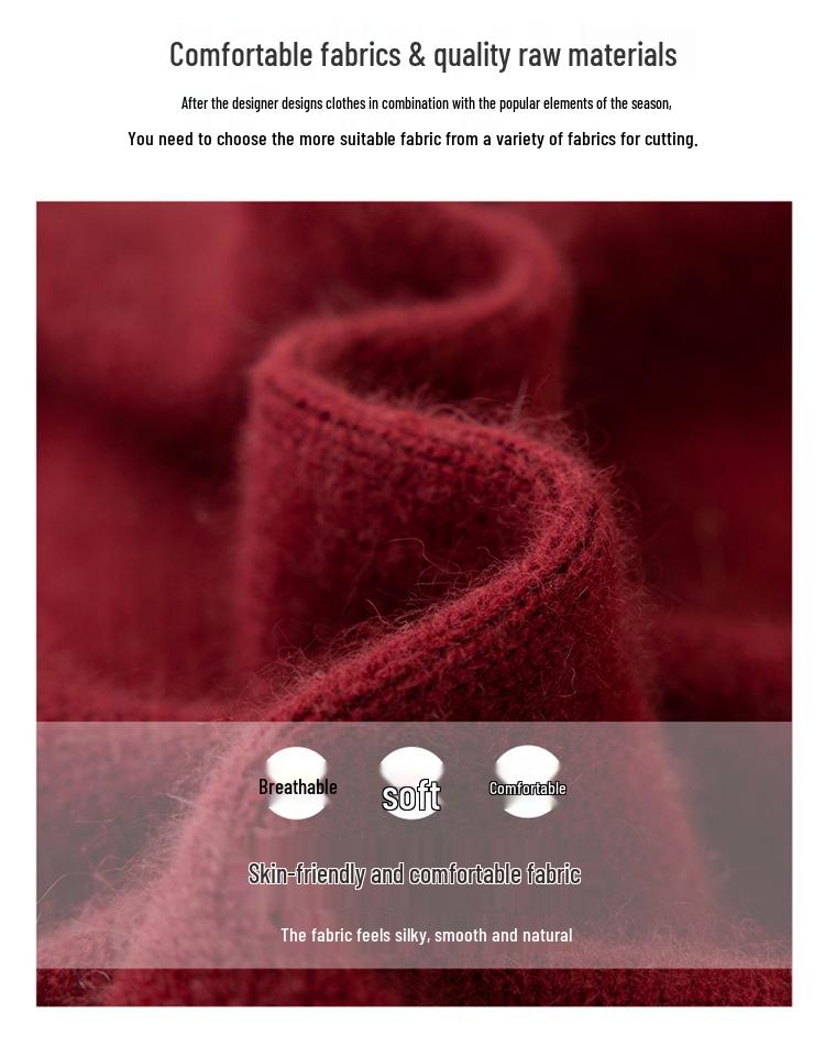 Women's Pure Wool Half-Zip Sweater - Stylish Winter Base Layer for Middle-Aged and Elderly