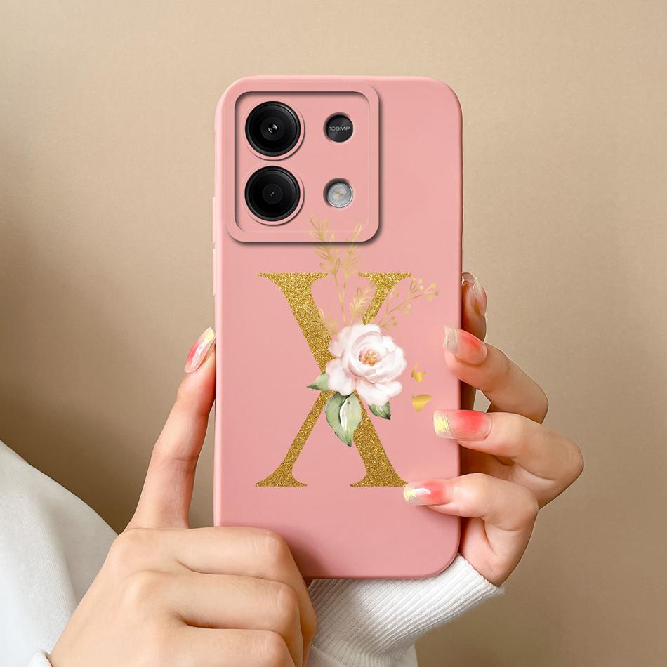 Phone Case For Redmi Note 13 Pro 4G 5G Elegant Letter Soft Liquid Silicone Full Coverage Protector For Redmi Note13 13Pro Fundas