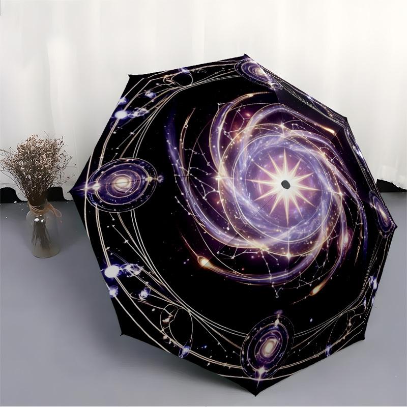1pc Cosmic Mandala Automatic Umbrella - Automatic Opening And Closing, Sturdy Iron Frame, Formal Occasions yy251018104