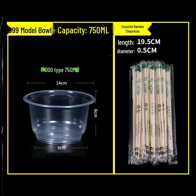 HANDUNYOU Disposable Bowl & Chopstick Set (300 Bowls + 300 Pairs)