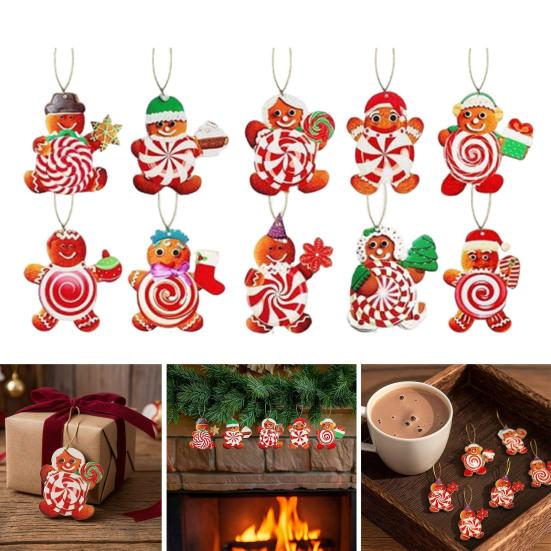 Traditional Xmas Candy Decorations 20/30/40Pcs Wooden Christmas Ornaments, Cane Lollipop Rustic Winter Holiday Interior Decor Hanging for Party Wreath