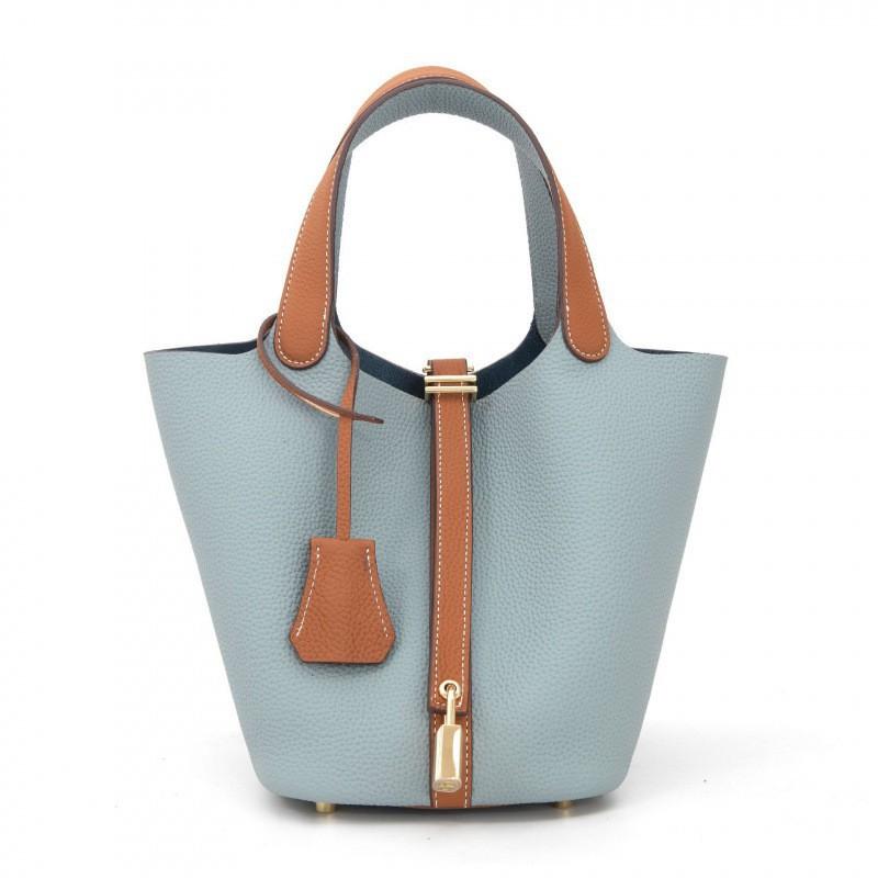 Borsa a Cesto per Verdura Modello TOGO 2026 Secchiello Borsa a Mano di Grande Capacità Pelle di Vacchetta di Primo Strato Pelle di Alta Qualità Donna