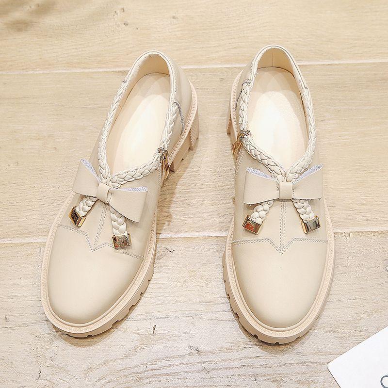 Mary Jane Women's Shoes Spring New Thick High Heels Children's Versatile Small Leather Shoes Women's Bow Single Shoes Explosion