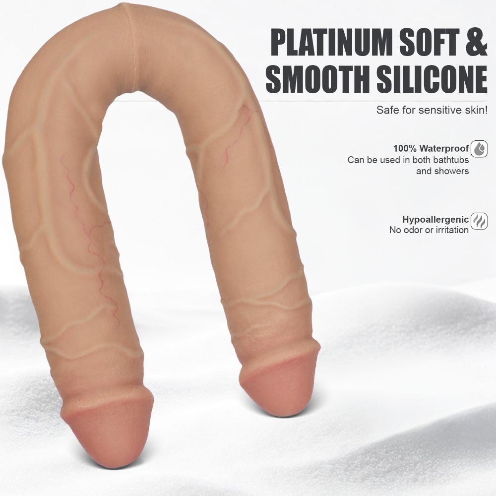 Double-Ended Dildo Silicone Realistic Vibrating Anal G-spot Toy for Women Gay Couples
