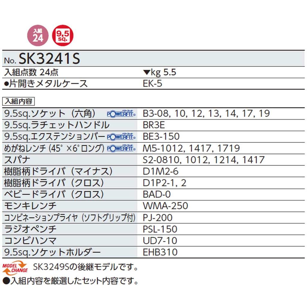 Kyoto Machinery Tools Tool Set Tool Set Open Case SK3241S (KTC) (Single Type)