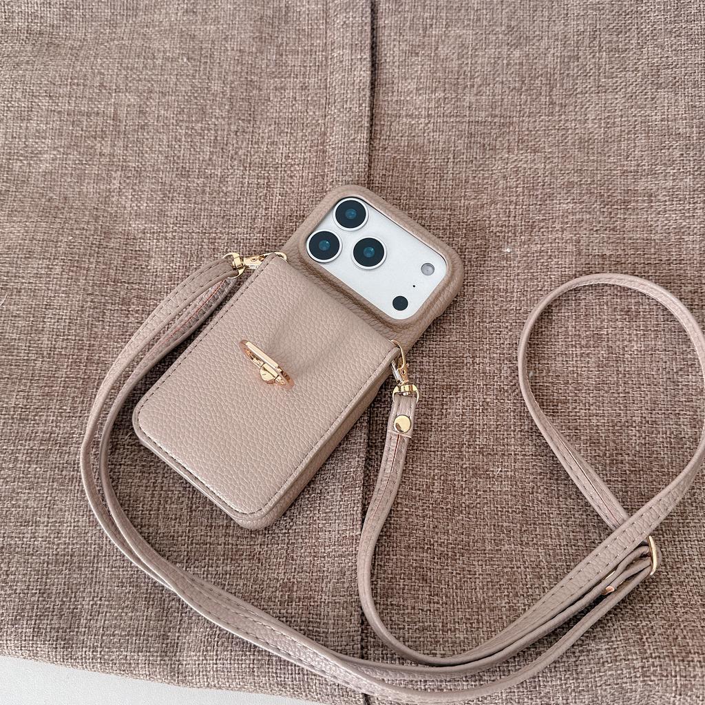 Crossbody Card Solt Ring Holder Flip Mirror Magnetic Wallet Leather Case For iPhone 17 Pro Max 16 Plus 15 14 13 12 Lanyard Cover